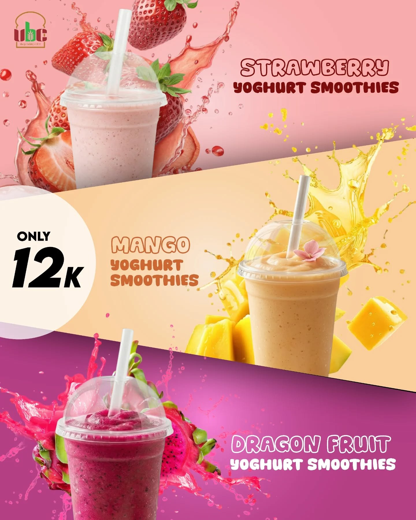 FRESH • CREAMY • REFRESHING 🍓🥭🐉✨

Segerin harimu dengan Yoghurt Smoothies cuma 12K aja! 🤩

Available flavors:
🍓 Strawberry – manis & fresh
🥭 Mango – creamy & legit
🐉 Dragon Fruit – unik & super refreshing

Perpaduan yoghurt + buah segar yang bikin tiap tegukan terasa ringan tapi nagih 🧊💖

Perfect for:
☀️ cuaca panas
📚 nemenin aktivitas
🍽️ pelengkap ngemil kamu

Sekali coba, pasti pengen lagi 🥤✨